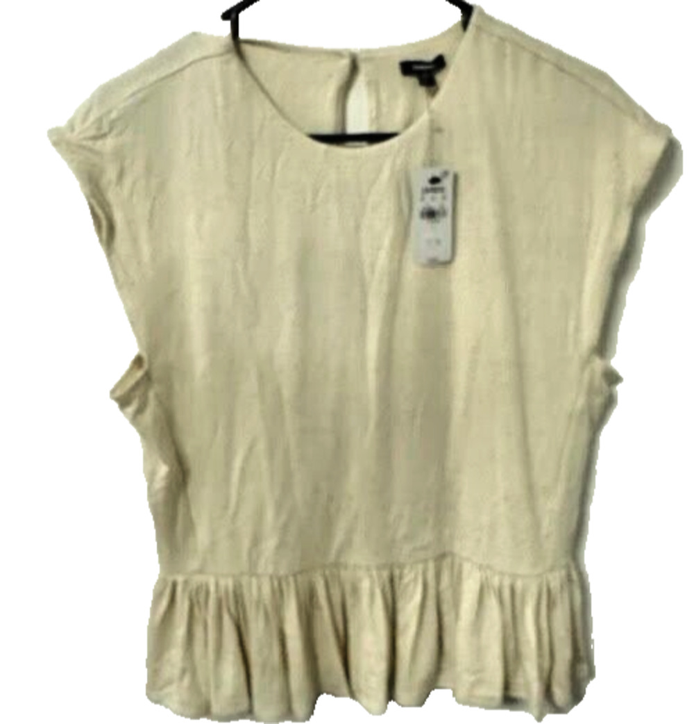 NWT Express Cream Peplum Blouse Sleeveless Textured Top Women's Size L